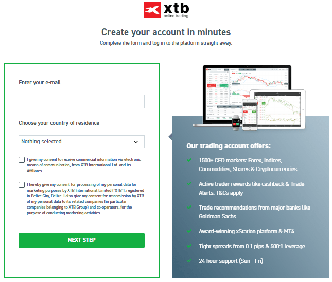 XTB account opening