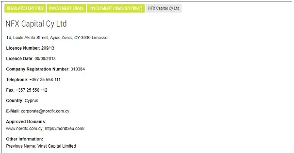 CySEC license of NordFX