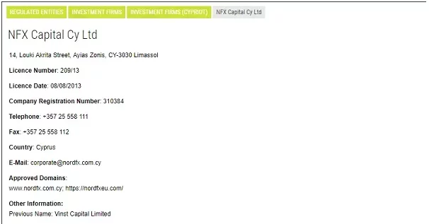 CySEC license of NordFX